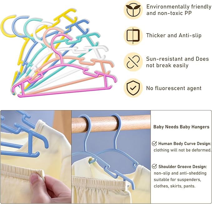 Baby Hangers 40Pcs, Kids Hangers, Plastic Hangers Non Slip, Clothes Hanger, Toddler Hangers, Infant Hangers, Child Hangers for Nursery, 40 Pcs, Blue White Pink Black