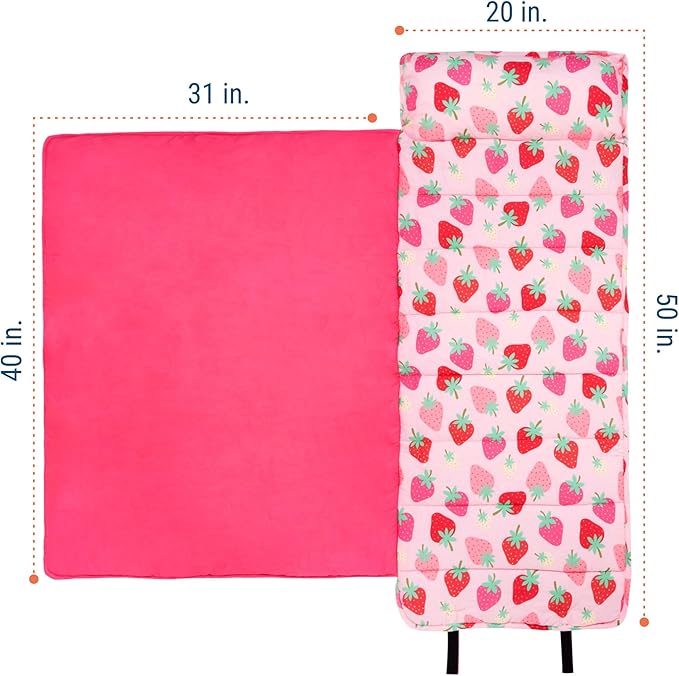 Wildkin Original Nap Mat with Reusable Pillow for Boys & Girls, Perfect for Elementary Daycare Sleepovers, Features Hook & Loop Fastener, Cotton Blend Materials Nap Mat for Kids