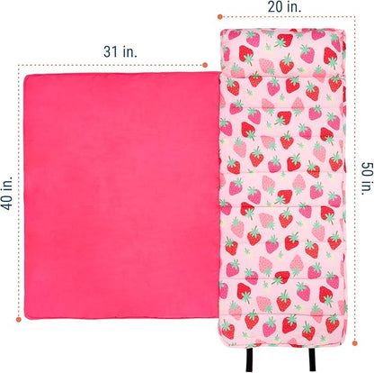 Wildkin Original Nap Mat with Reusable Pillow for Boys & Girls, Perfect for Elementary Daycare Sleepovers, Features Hook & Loop Fastener, Cotton Blend Materials Nap Mat for Kids