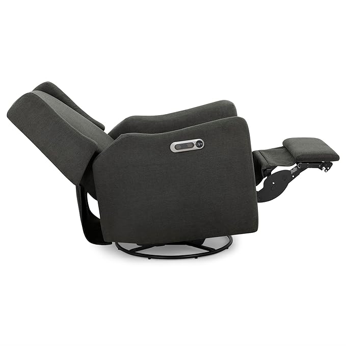 Delta Children Mercer Electronic Power Recliner and Swivel Glider with USB and Type-C Ports in LiveSmart Performance Fabric - Water Repellent & Stain Resistant, Dark Grey