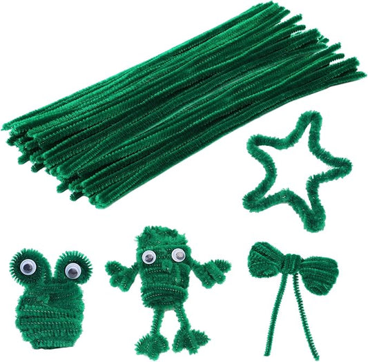 60 Pieces Green Pipe Cleaners, Christmas Craft Pipe Cleaners,Pipe Cleaners Chenille Stem,Pipe Cleaners Bulk,Art Pipe Cleaners for Creative Home Decoration Supplies Arts and Crafts Project