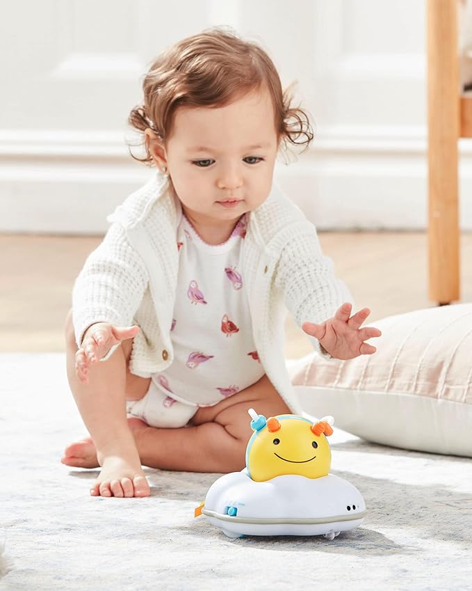 Skip Hop Baby Follow-Me Bee Tummy Time Crawl Toy 3-Stage Infant Sensory Development with Lights Sounds and Music Explore & More Age 5m+