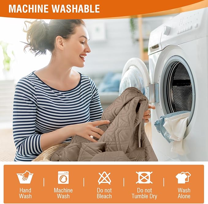 VANSOFY 100% Waterproof Recliner Chair Covers, Recliner Cover Non-Slip Dog Chair Cover Furniture Protector Washable Slipcover with Pocket, Elastic Straps for Pets, Dogs(Light Brown, 23.6")