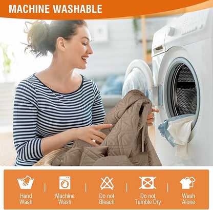 VANSOFY 100% Waterproof Recliner Chair Covers, Recliner Cover Non-Slip Dog Chair Cover Furniture Protector Washable Slipcover with Pocket, Elastic Straps for Pets, Dogs(Light Brown, 23.6")