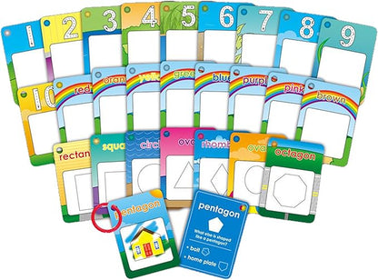 Water Painting Graffiti Book Card 26pcs Early Education Cognitive Cards Colouring Doodle Board 2 Magic Drawing Pens Games Toy for Toddlers Kids Baby – Number, Shapes and Colors