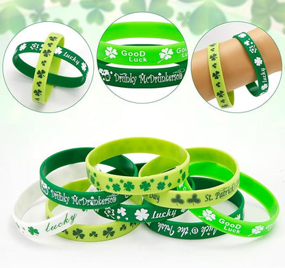80pcs St. Patrick's Day Bracelets, Rubber St. Patrick's Day Wristbands Green Irish Silicone Wristband Shamrock Rubber Bracelets for Party Favors Holiday Supplies