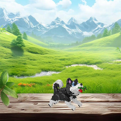 Cute Animal Building Blocks, Pet Micro Mini Building Blocks for Adults and Kids Age 6+ Gift Toy 1002 Pcs (Black Husky)