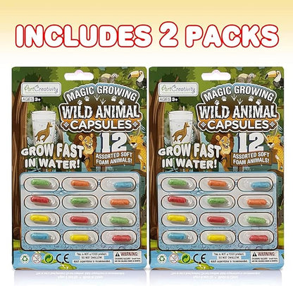 ArtCreativity Magic Growing Animal Capsules, Grow in Water, 2 Packs with 12 Expanding Animal Capsules Each, Cute Color Variety, Kids’ Birthday Party Favors, Contest Prize or Gift Idea