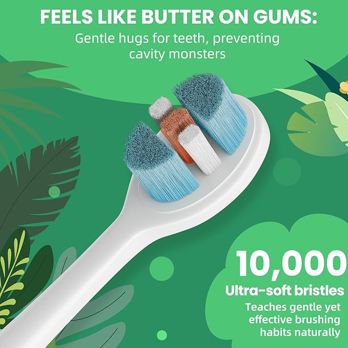 Kids Manual Toothbrush, Extra Soft Bristle Toddler Toothbrush with 10000 Bristles, Kids Travel Toothbrush Designed for Delicate Teeth & Gums for Children 2-7 Years (Orange)