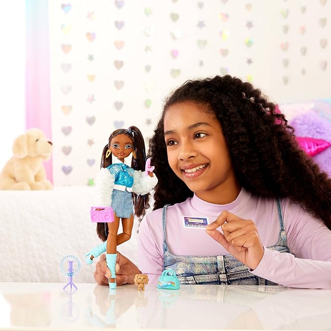 Barbie Dream Besties Doll & Accessories Playset, Brooklyn” Posable Fashion Doll with Long Black Hair, 9 Music-Themed Pieces