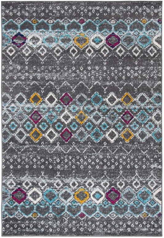 SAFAVIEH Amsterdam Collection Accent Rug - 3' x 5', Dark Grey & Ivory, Moroccan Boho Design, Non-Shedding & Easy Care, Ideal for High Traffic Areas in Entryway, Living Room, Bedroom (AMS108H)