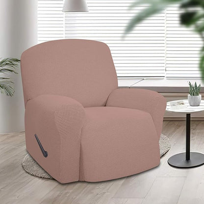 Easy-Going Oversized Recliner Stretch Sofa Slipcover Sofa Cover 1 Piece Furniture Protector Couch Soft with Elastic Bottom Kids,Polyester Spandex Jacquard Fabric Small Checks(Oversize Recliner,Pink)