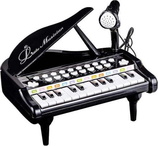 Love&Mini Toddler Piano - 24 Keys Black Baby Piano Toys with Microphone, Birthday Gifts for 3+ Year Old Girls and Boys