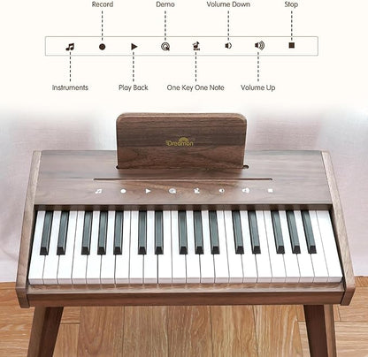 Dreamon Kids Digital Piano Keyboard, Music Educational Instrument Toy, Wood Piano for 3+ Girls and Boys, Christmas & Birthday Gifts for Kids Ages 6-12 Years Old