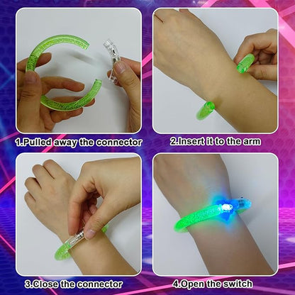 24 Pack Glow In The Dark LED Bracelets,Light Up Bracelets Glow Sticks,Birthday Carnival Neon Party Supplies for Kids Adults,8 Color Glow Sticks Bracelets,Light up Toys Halloween Party Favors