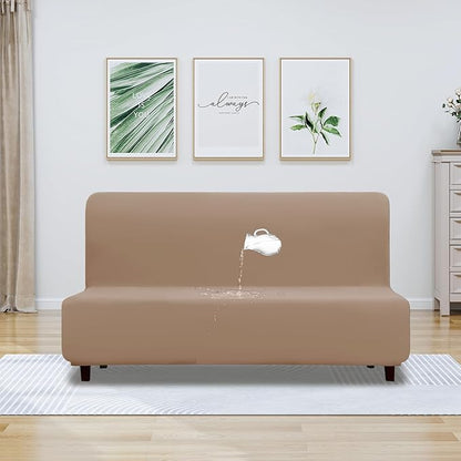 PureFit 100% Dual Waterproof Couch Cover Slipcovers for Couches and Sofas - Stretch Non Slip Fleece Sofa Covers Washable, Leakproof Furniture Protector for Kids, Pets, Dog (Futon, Camel)