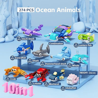 Party Favors for Kids - 20 Pack 583PCS Animals Building Blocks Toy Set for Birthday Valentines Easter Christmas Classroom Prizes Goodie Bag Fillers Stocking Stuffers Gifts for Kids Boys Girls 6-12+