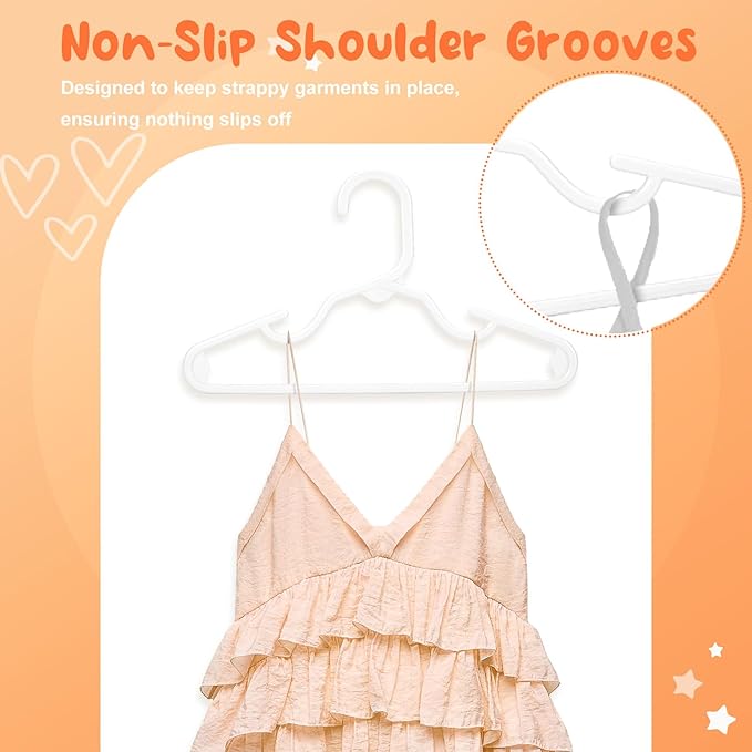 HOUSE DAY Premium Baby Hangers 60 Pack, 11 Inch Kids Plastic Hangers White, Slim Childrens Hangers for Infant, Toddler, and Child Clothes, Durable Baby Clothes Hangers for Closet