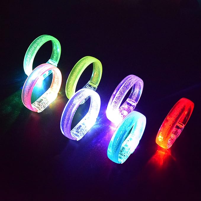 14pcs Glow Bracelets with 14pcs Spare Batteries Glow in The Dark Bracelets Toys for Party Favors