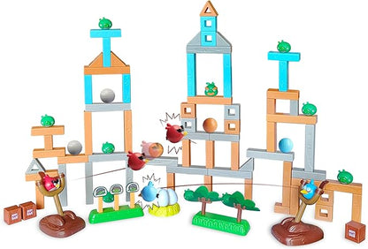 Newly Licensed Angry Birds Toys Playsets Build N’ Launch Construction Brick Assembly Building Blocks Sets Pig City Strike 2 Takedown Space Planet Game Catapult Slingshot Gift Box 97pcs