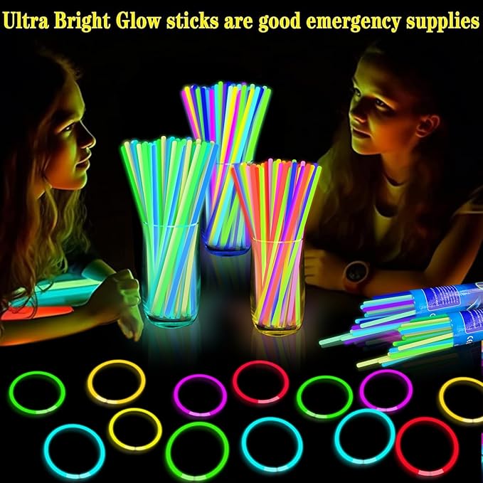 120 Pack Glow Sticks Bulk Party Supplies Glow In The Dark Party Favors Glow Sticks Necklaces Bracelets with Connectors 8" Glowsticks Light Up Toys Neon Birthday Decorations Football Party Supplies