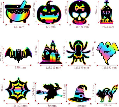 Halloween Scratch Crafts for Kids - 48PCS Halloween Magic Rainbow Scratch Paper for Halloween Party Favors - Kids Halloween Party Games Toys Gifts