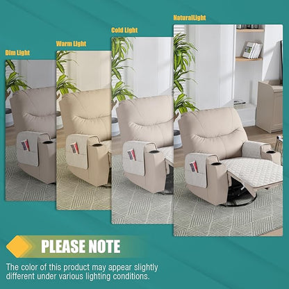 Ruaozz Waterproof Recliner Chair Covers Non Slip Chair Covers Recliner Seat Cover with Arms Washable Recliner Covers for Reclining Chair with Pocket, Covers for Recliner Chair (Beige, Small-22'')