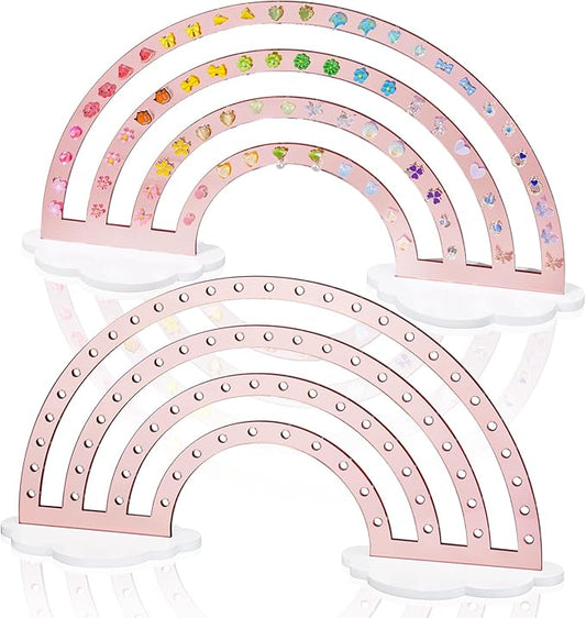 NiHome Mirror Finish Rose Gold Acrylic Earring Holder 74-Hole Rack for 37 Pairs - Versatile Storage Easy Assembly Cloud Shape Base Stylish Jewelry Organizer for Home Decor, Jewelry Display (2PCS)