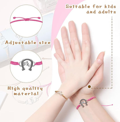 Sureio 48 Pcs Horse Rope Braided Bracelet Gifts Bulk Horse Goodie Party Favors Western Cowgirl Cowboy Adjustable Wedding Bridal Shower Bracelets for Women