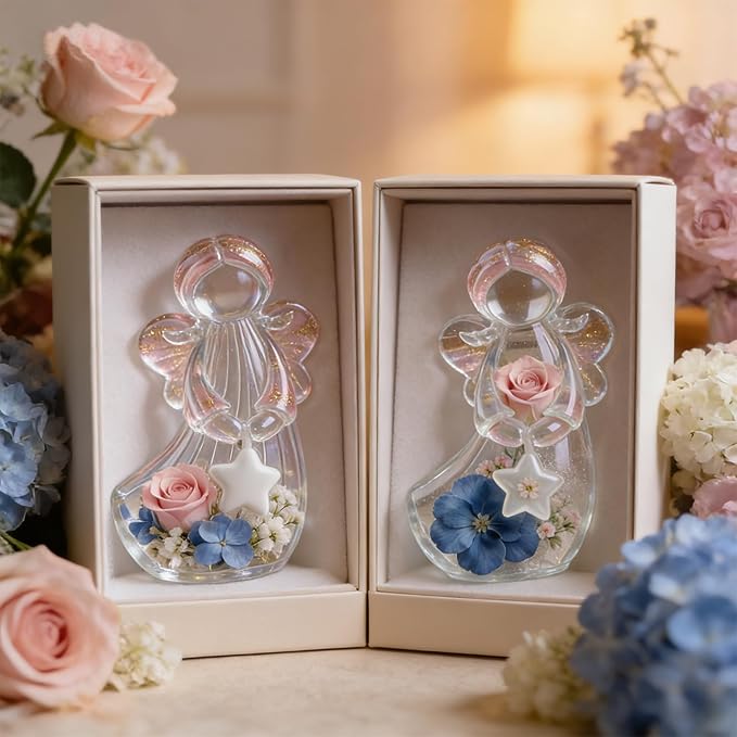 2Pcs Angel Resin Silicone Mold Set Clear Epoxy Resin Casting Molds for Flower Preservation DIY Bookends Art Crafts Home Decor Ornament Keepsake Making Casting Projects Soap Clay Candle