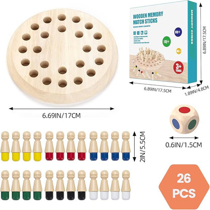 Wooden Memory Chess Matching Game: Family Board Games for Kids and Adults, Montessori Preschool Learning Educational Toy for Toddler 3 4 5 6 7 8+ Year Old, Birthday Gift for Boy Girl