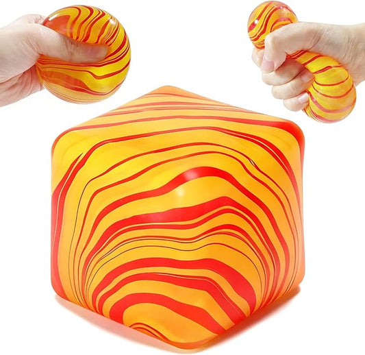 2.1" Flow Texture-Cube Squishy Toy, Slow Rising Anti-Stress Fidget Cube for Kids and Adults, Portable Sensory Fidget Toy for Anxiety Relief, Desk Decor Gift for School, Office, Travel.（Yellow）