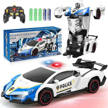 Dolanus Remote Control Car - Transform Police RC Cars, Robot Toys for Ages 5-7, Kids Toys, 4 Year Old Boy Toys, Birthday Gifts for Boys Kids Toddlers, Toys for 3 4 5 6 7 8 10 12 Years Old Boy- Blue