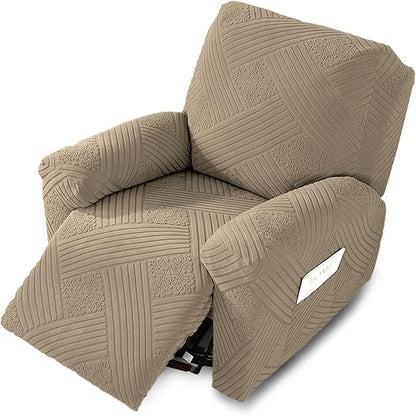 NORTHERN BROTHERS Oversized Recliner Cover - Lazy Boy Recliner Covers That Stay in Place, 4 Pieces Large Recliner Chair Covers 1 Seater, Khaki