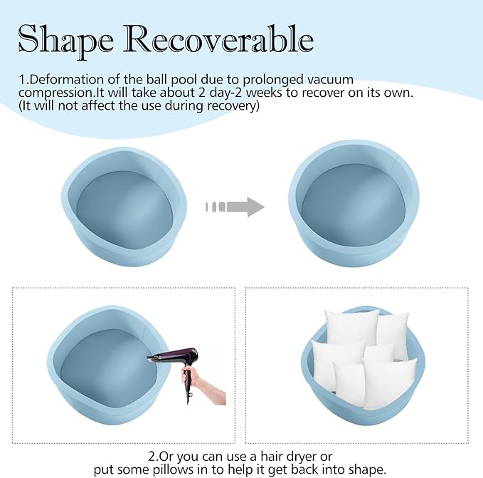 SHJADE Foam Ball Pit for Toddlers, 35.4"x 11.8" Kids Ball Pit, Soft Round Baby Ball Pool, Ideal Gift for Girls and Boys, Indoor and Outdoor Game(Blue, NO Balls)