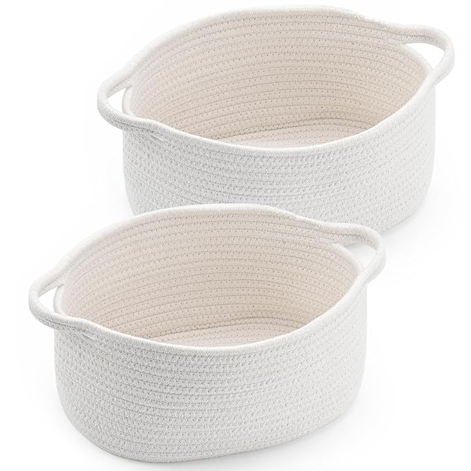 Happyiren Cute Woven Storage Basket with Handle, Baskets for Gifts Empty, Gift Baskets for Valentines Day Birthday Baby Shower Raffle Burr Fundraiser, Decorative Organizer Box for Spring Home Refresh