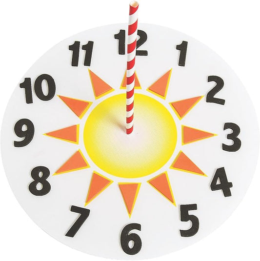 Fun Express Sun Dial Craft Kit - STEM Educational Activity for Kids Hands-On Learning for Classroom or Home Teaches Time Concepts Easy to Assemble Great for Group Projects - 12 Pieces