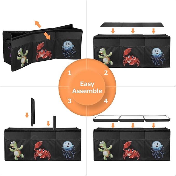 Extra Large Toy Box, Collapsible Sturdy Toy Storage Organizer with Lids, 155L Storage Box for Boys Girls, 42"x16"x14" Kids Bin Chest Baskets for Living Room, Playroom, Bedroom, Nursery, Black
