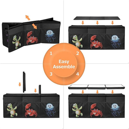 Extra Large Toy Box, Collapsible Sturdy Toy Storage Organizer with Lids, 155L Storage Box for Boys Girls, 42"x16"x14" Kids Bin Chest Baskets for Living Room, Playroom, Bedroom, Nursery, Black