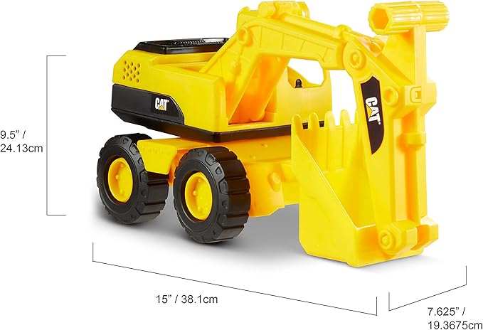 CAT Construction Toys Construction Tough Rigs 15" Dump Truck & Excavator Set Toys 2 Pack Ages 3+ | Kid Powered Caterpillar Vehicle Set | Indoor or Ourdor Play | No Batteries Required