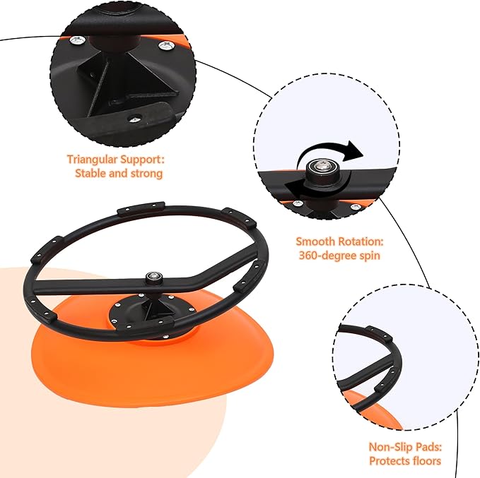 Kids Sensory Swivel Chair - Round Spinning Chair Seat for Balance, Coordination - Sensory Therapy Stool for Kids with Autism & ADHD - Active Indoor Play Chair for Home & Classroom (Orange)