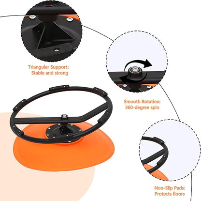 Kids Sensory Swivel Chair - Round Spinning Chair Seat for Balance, Coordination - Sensory Therapy Stool for Kids with Autism & ADHD - Active Indoor Play Chair for Home & Classroom (Orange)