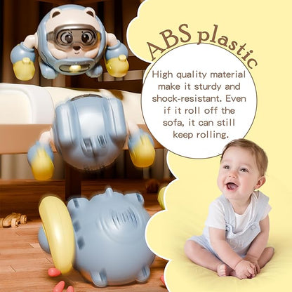 Rolling Baby Toy Crawling Toys, Baby Musical Toys 360° Rolling Bouncing Tummy Time Toys Bear Walking Moving Infants Toy, Learning Walking Toys Birthday for Toddler Boys & Girls