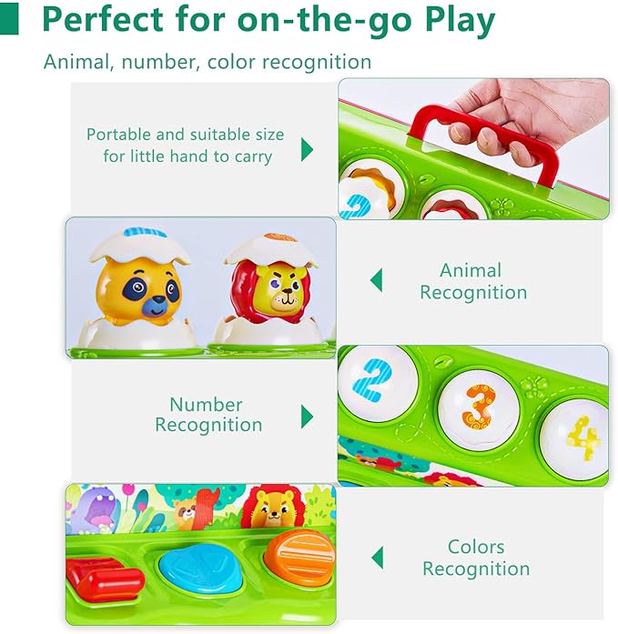 1 Year Old Toys for Boys Girls Birthday Gift, Cause and Effect Animal Pop Up Toy with Music and Light for Toddlers 1-3, Preschool Learning Educational Toys Gifts for Babies 12 Months
