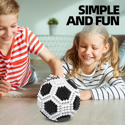 Soccer Ball Building Block Set, Adults' challenging STEM Block Decorations, Miniature 3D Educational Toys for Ages 14 15 16 and Above, (437 Pieces)
