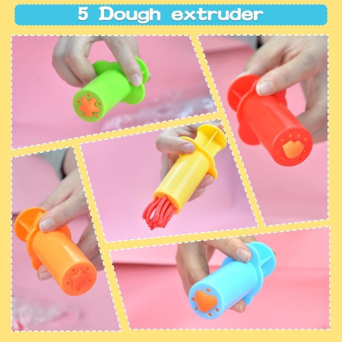 LCY WEDSHI Dough Tool Set, 15 Pcs Dough Tools Sets for Kids Ages 4-8, Dough Accessories Includes Cutters Roller, Rolling Pins, Safety Scissors, Plastic Knife