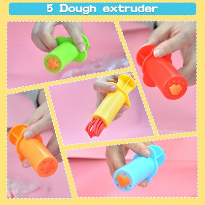 LCY WEDSHI Dough Tool Set, 15 Pcs Dough Tools Sets for Kids Ages 4-8, Dough Accessories Includes Cutters Roller, Rolling Pins, Safety Scissors, Plastic Knife