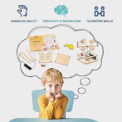 Yutin 5 Individual STEM Science Kits for Kids, Wood Arts and Craft Kits, STEM Toys for Boys Girls Age 8-12 5-7 8 10 12 13 14 Gift Idea, 3D Puzzles Building Engineering Model Set