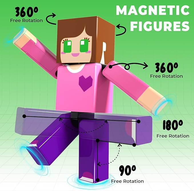Magnetic Blocks - 164PCS Magnetic Building Blocks Cubes, Magnet Toys for Kids Age 3+, Toy Building Set for Kids, Magnets Stacking Construction Toys Easter Birthday Gifts for Boys Girls Age 4-8, 8-12