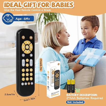 Orzbow Baby Remote Control Toy for 6 Months+ with Music, TV Remote Toy with Realistic Light and Sound - English, French and Spanish for Infant Play - BPA Free, Black